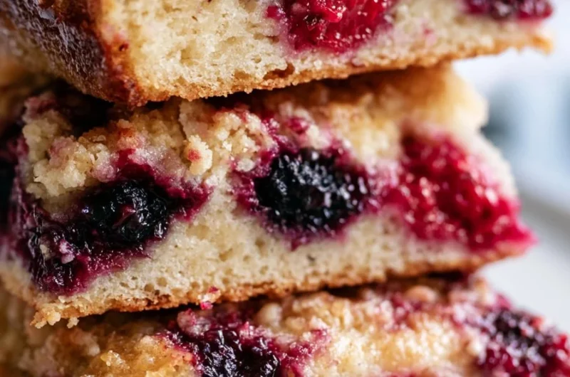 Creamy yogurt oat bars topped with fresh berries