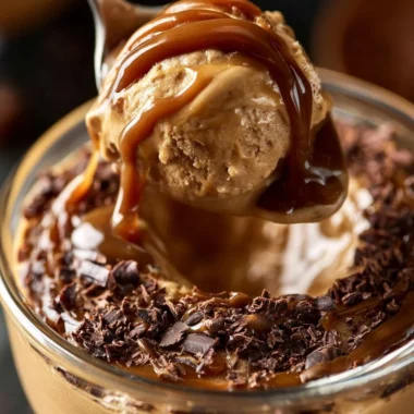 A creamy coffee drink topped with dulce de leche for a sweet flavor boost.