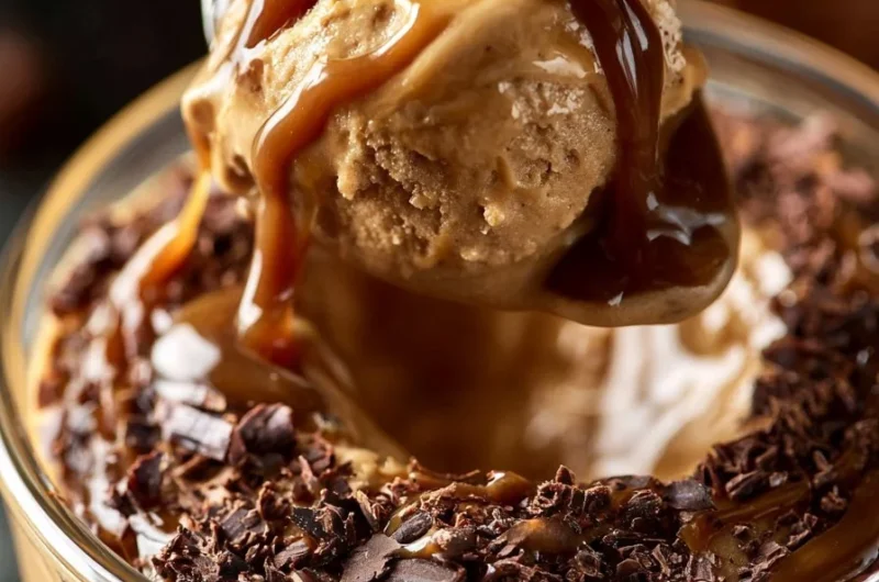 A creamy coffee drink topped with dulce de leche for a sweet flavor boost.