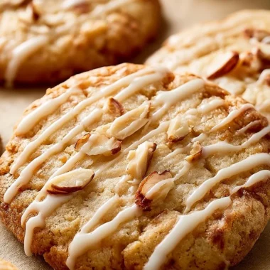 Crispy Almond White Chocolate Cookies on a decorative plate