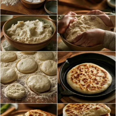 Crispy skillet yogurt bread cooked to perfection in a frying pan.