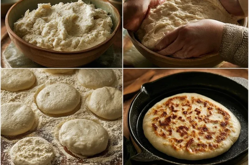 Crispy skillet yogurt bread cooked to perfection in a frying pan.