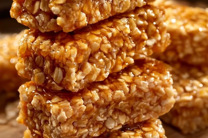 Delicious easy oatmeal honey bars ready to eat.