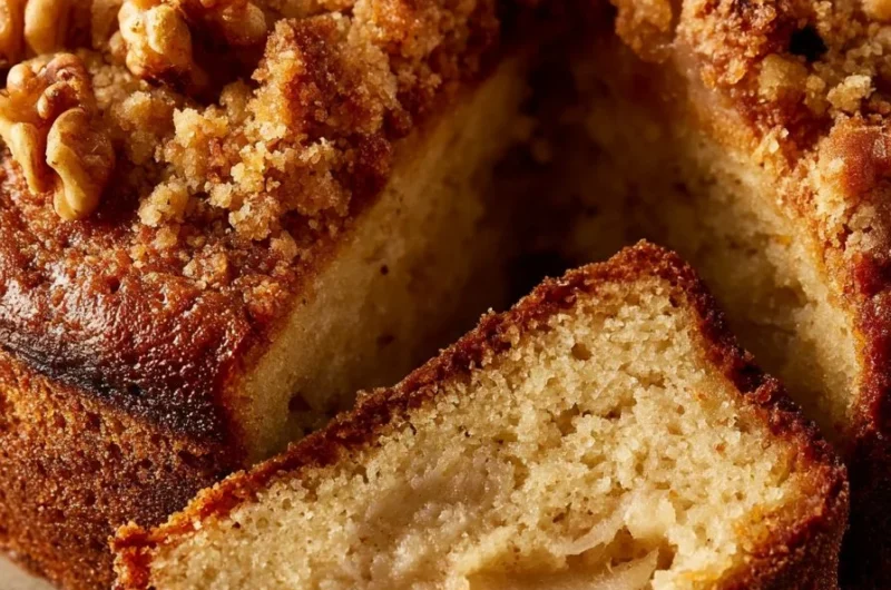 Moist Pear and Walnut Cake with Crumble, a delicious dessert recipe