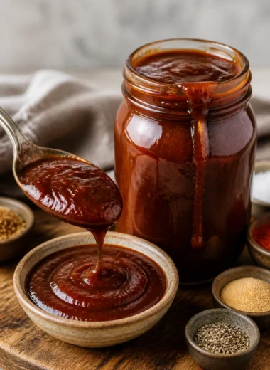 Best homemade BBQ sauce recipe in a jar, perfect for grilling and barbecuing.