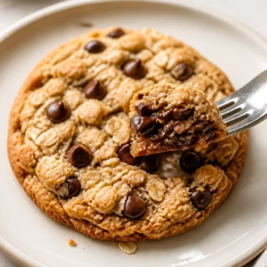 Big Fat Peanut Butter Oatmeal Chocolate Chip Cookies on a plate